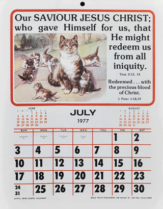 Early Joyful News Calendar 1977