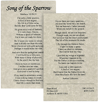 Song of the Sparrow: I'm Only a Little Sparrow . . . . by H. Robinson
