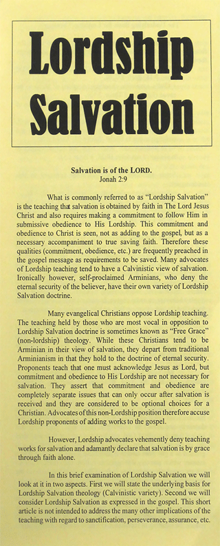 Lordship Salvation by M. Sell