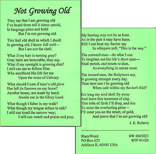 Not Growing Old by J.E. Roberts