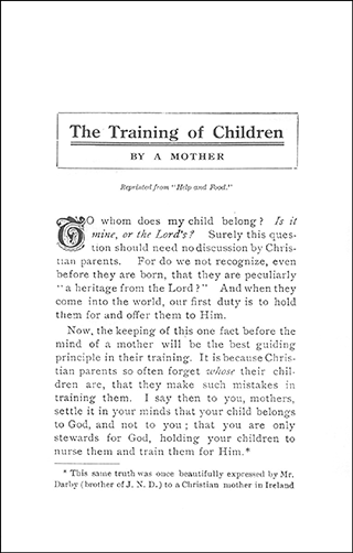The Training of Children by By a Mother