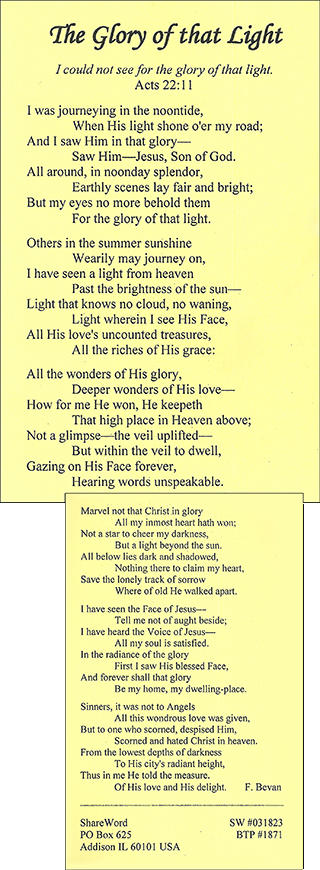 The Glory of That Light by Frances A. Bevan