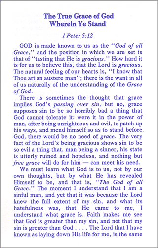 The True Grace of God Wherein Ye Stand by John Nelson Darby