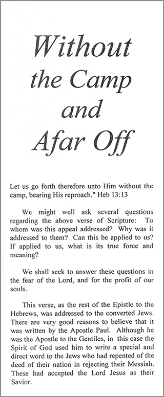 Without the Camp and Afar Off