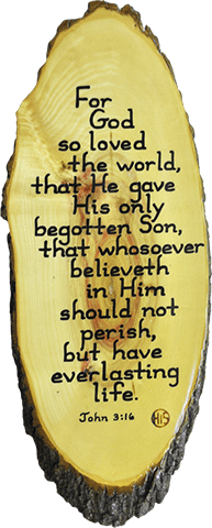 6" x 12" Hand-Lettered Rustic Plaque: John 3:16, Full Verse by His Business Wall Witness