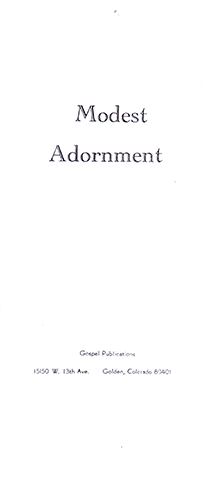 Modest Adornment: A Letter to Young Believers by Paul H. Roorda