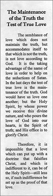 The Maintenance of the Truth the Test of True Love by John Nelson Darby