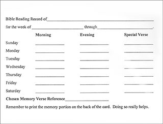 Bible Reading Weekly Record Pack by John A. Kaiser