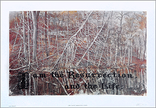 Large Art Print Calligraphy Text: (Jebb Creek) I am the Resurrection, and the Life. John 11:25 by J. Maxted