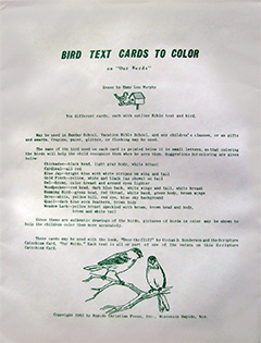 Bird Text Cards to Color: Verses on Our Words by Vivian D. Gunderson