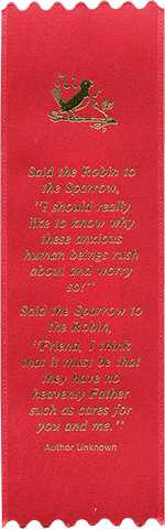 Said the Robin to the Sparrow.... Full Poem: Wide Embossed Ribbon Bookmark by Elizabeth Cheney