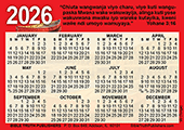 2026 Tonga Gospel Pocket (Wallet) Calendar