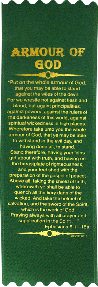 Armour of God, Ephesians 6:11-18a: Wide Embossed Ribbon Bookmark by BCE