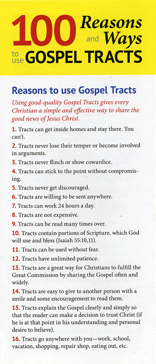 100 Reasons and Ways to Use Gospel Tracts by MWTB