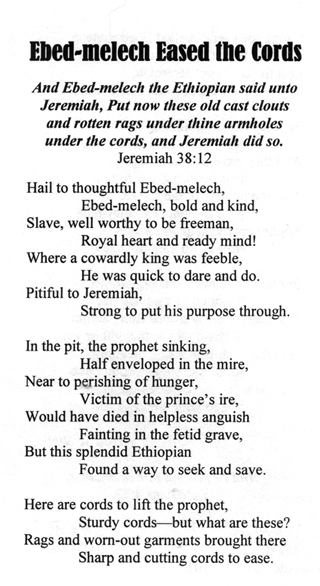 Ebed-melech Eased the Cords by Amos R. Wells