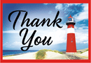 Thank You Tip Card: Red Lighthouse, Horizontal White Stripe