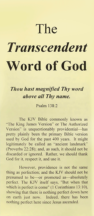 The Transcendent Word of God by John A. Kaiser