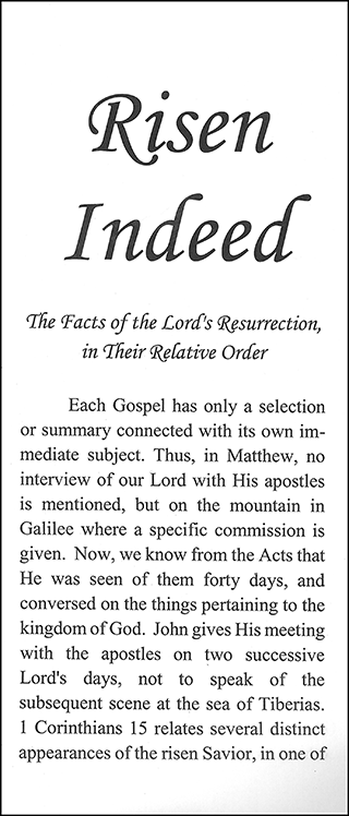 Risen Indeed: The Facts of Our Lord's Resurrection, in Their Relative Order by John Nelson Darby