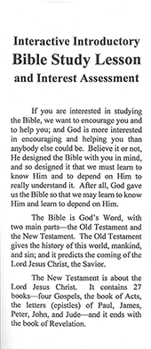 Interactive Introductory Bible Study Lesson and Interest Assessment