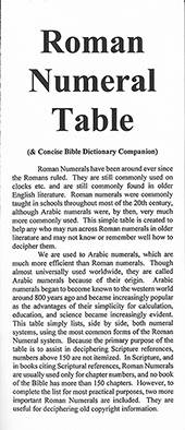 Roman Numeral Table: Concise Bible Dictionary Companion by John A. Kaiser & M. Coverdale
