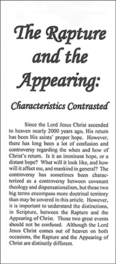The Rapture and the Appearing: Characteristics Contrasted by Stanley Bruce Anstey