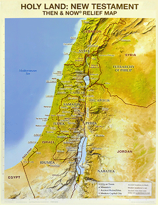 Holy Land New Testament Relief Map: Then and Now Wall Chart (Israel, Jordan & Syria) 4185L by Rose Publishing