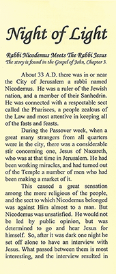 Night of Light: Rabbi Nicodemus Meets The Rabbi Jesus