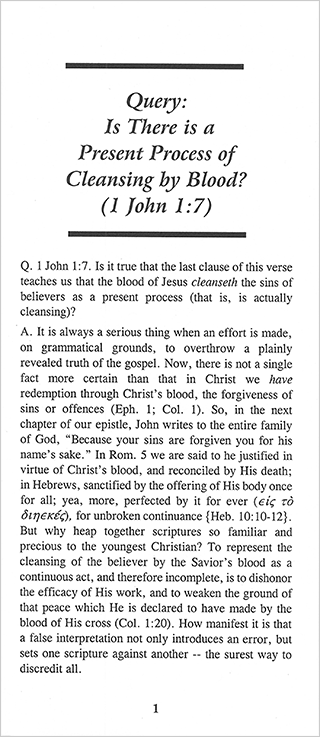 Is There a Present Process of Cleansing by Blood? by William Kelly