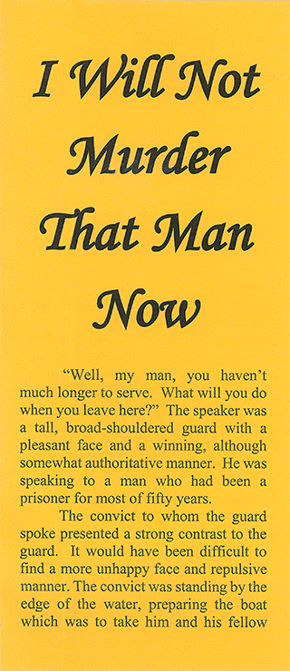 I Will Not Murder That Man Now by J.W.H. Nichols