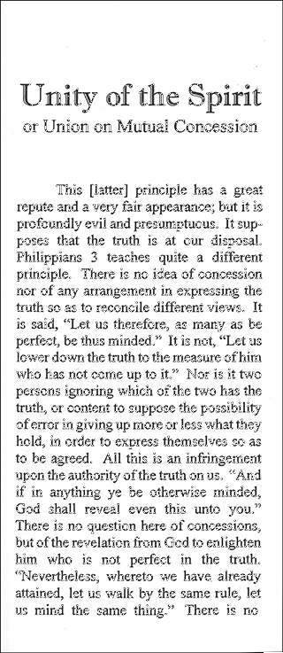 Unity of the Spirit or Union on Mutual Concession by John Nelson Darby
