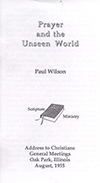 Prayer and the Unseen World by Paul Wilson