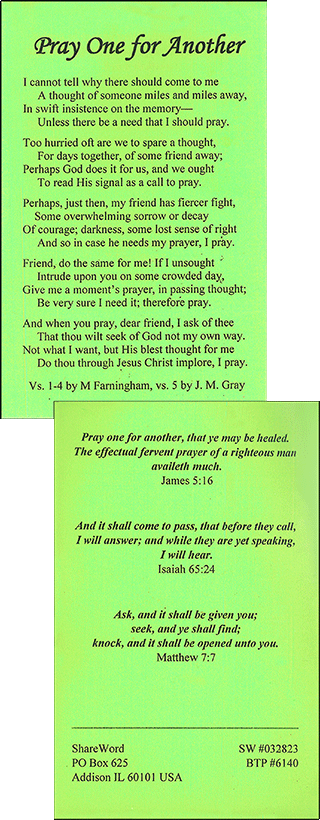 Pray One for Another by M. Farningham & J.M. Gray