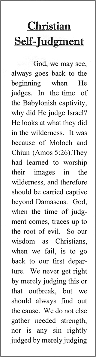 Christian Self-Judgment by William Kelly