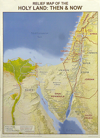Relief Map of the Holy Land: Then and Now Wall Chart (Egypt, the Wilderness & Israel) by Rose Publishing