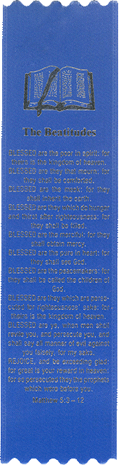 The Beatitudes, Matthew 5:3-12: Standard Embossed Ribbon Bookmark by BCE