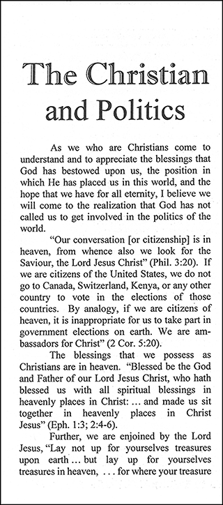 The Christian and Politics by Paul L. Canner