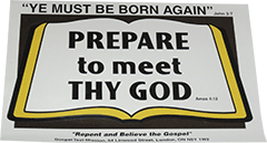 Magnetic Gospel Sign: Prepare to meet thy God. Amos 4:12 by Gospel Text Mission