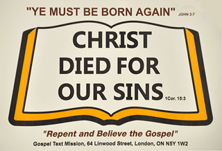Magnetic Gospel Sign: Christ died for our sins. 1 Cor. 15:3 by Gospel Text Mission