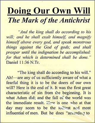 Doing Our Own Will: The Mark of the Antichrist by William Kelly