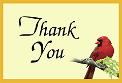 Thank You Tip Card: Cardinal