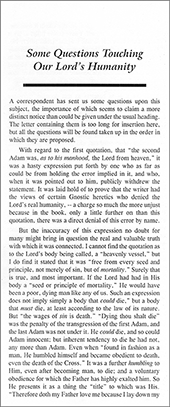 Some Questions Touching Our Lord's Humanity