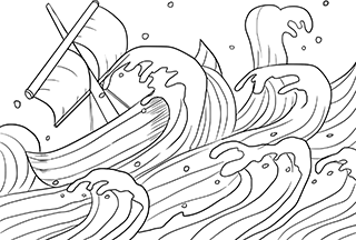 JOnah's Boat in the Storm Coloring Page