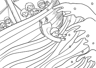 Jonah Thrown From the Boat Coloring Page