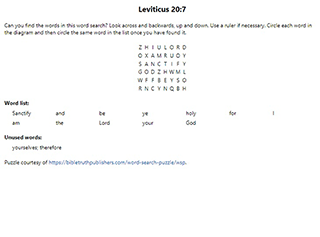 Leviticus 20:7 Word Search Puzzle