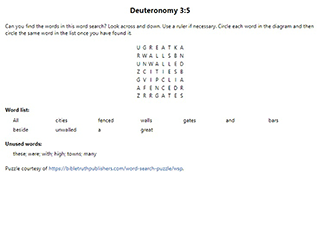 Deuteronomy 3:5 Word Search Puzzle