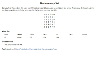 Deuteronomy 5:4 Word Search Puzzle
