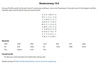 Deuteronomy 13:4 Word Search Puzzle