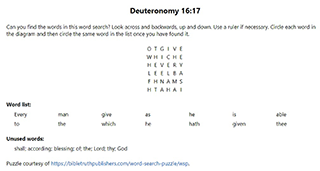 Deuteronomy 16:17 Word Search Puzzle