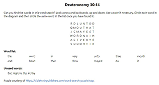 Deuteronomy 30:14 Word Search Puzzle