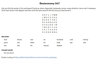 Deuteronomy 34:7 Word Search Puzzle